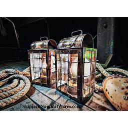 Matching Pair of Brass Cabin Lanterns, National Marine Lamp, Co