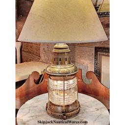 Antique Triplex Brass Anchor Lantern Nautical Table Lamp