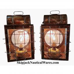Matching Pair of Brass Cabin Lanterns, National Marine Lamp, Co