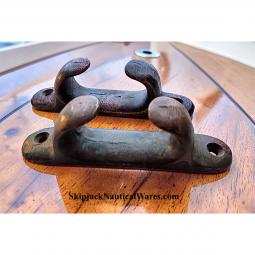 Pair of Antique Bronze Boat Straight Chocks, Fairleads