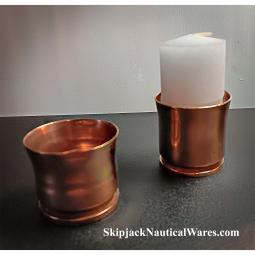 Pair of Copper Artillery Shell Casing Candlesticks- WWII