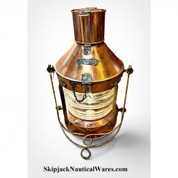 Large, 1970's Vintage Copper and Brass Anchor Lantern Light