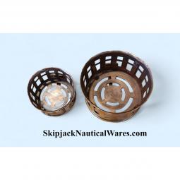 Pair of Copper Plated Bulkhead Mounted Cup Tumbler Canister Holders