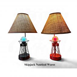 Pair of Lighted Pillar Channel Buoy Table Lamps