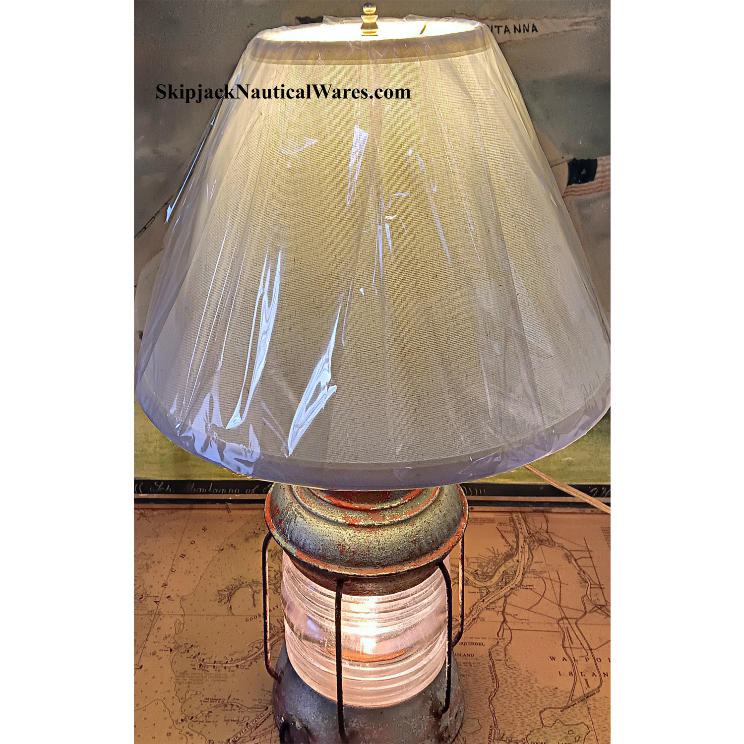 Antique American Marine Anchor Lantern Nautical Table Lamp