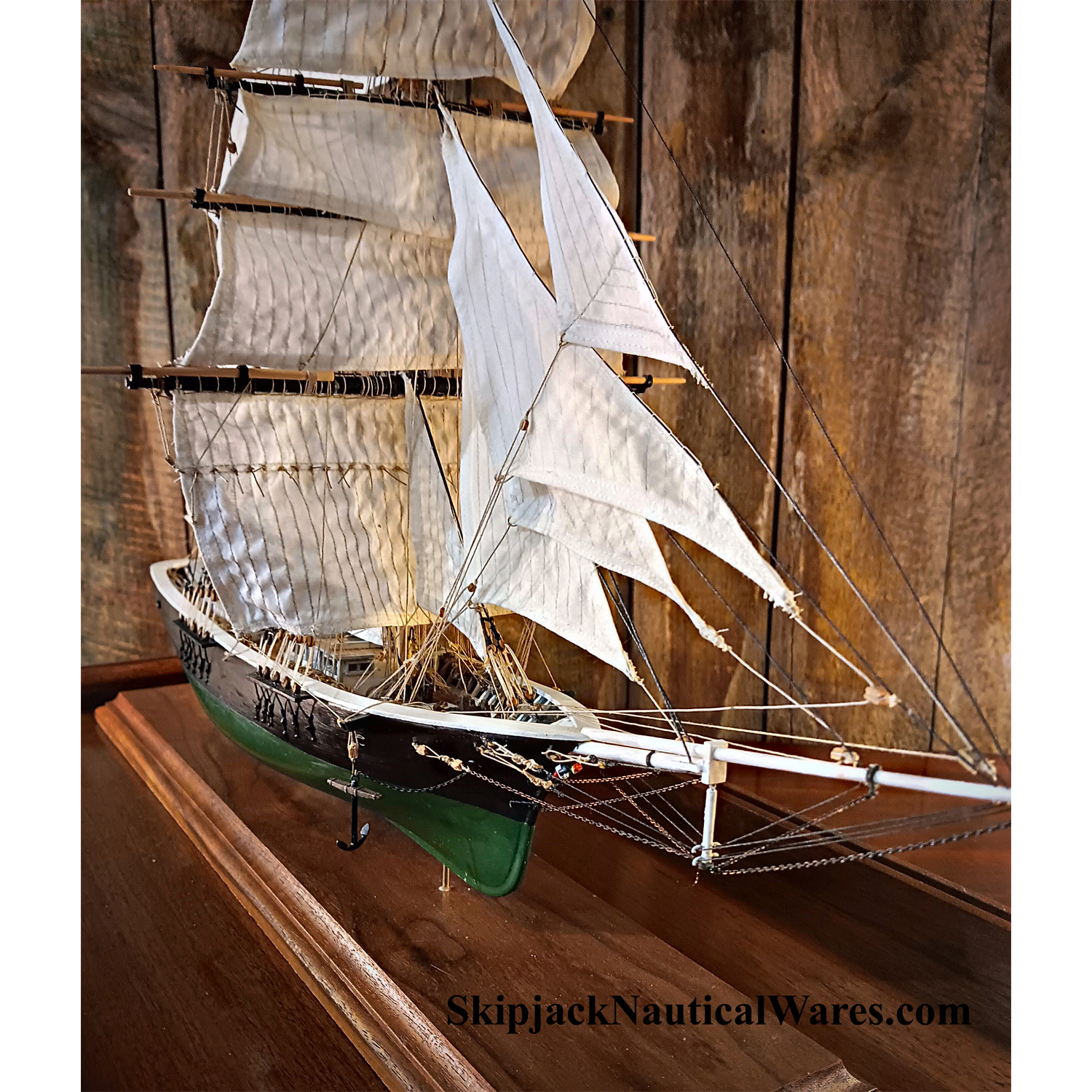 Handcrafted, Fully Rigged Cased Model Of The Brigantine 'NEWSBOY
