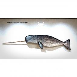Carved Wood & Painted Narwhal Whale