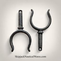 Vintage Galvanized Steel 2 Inch Flute Oar Locks