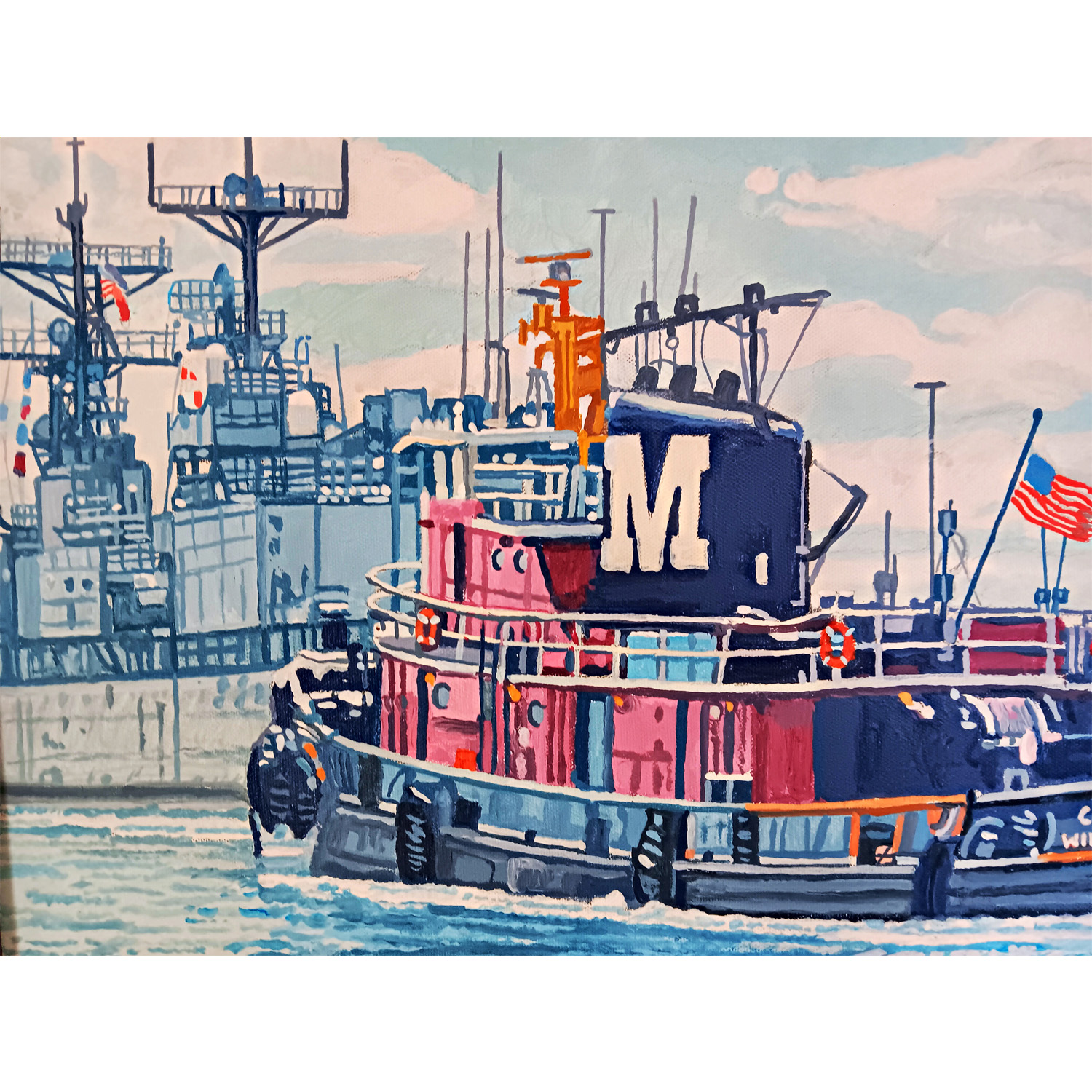 MORGAN【船場】油彩画 Alfred George Morgan Coastal Oil Painting 26x30, Signed Beach