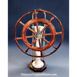 Vintage Edson Classic Teak Yacht Wheel with Steering Pedestal