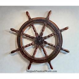 Authentic Antique Wooden Ship's Wheel Salvaged From An Old Fishing Trawler