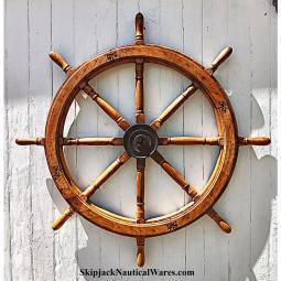 An American Mid-Nineteenth Century Eight Spoke Oak Ship's Wheel
