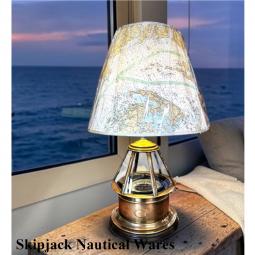 Exceptional Nautical Table Lamp Featuring a Star Pathfinder Brass Yacht Lighthouse Binnacle