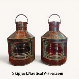 Pair of Vintage All Copper Port & Starboard Lights, Tung Woo, Hong Kong