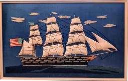 Vintage Woolwork "Woolie" of a 19th Century American Clipper Ship