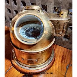 1969 Brass Osaka Works Portable Boat Binnacle with Magnetic Portable Compass