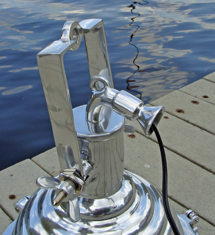 Small Aluminum Fox Light/ Cargo Light with Polished Ribbed Body (new) - nautical lighting