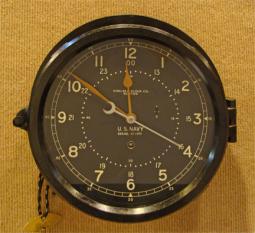 8 1/2" Chelsea Type B 12/24 Hour Engine Room Clock, circa WWII
