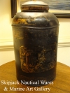 19th Century, Tole, Tea Canister, Table Lamp, English, painted, black, gilt