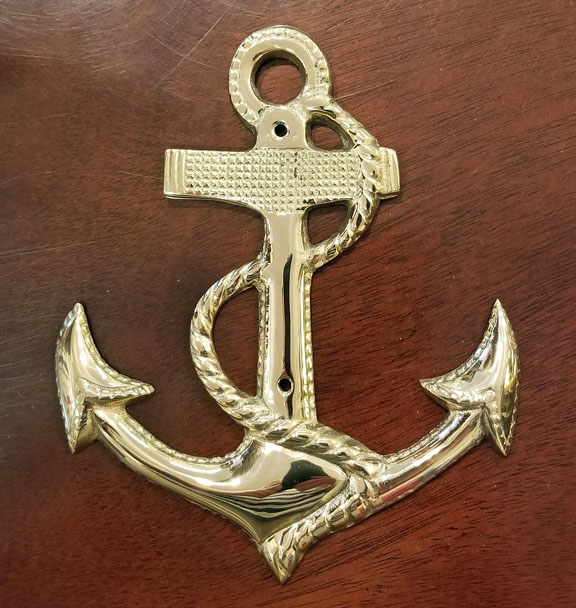 Fouled Anchor brass sign plaque, 7 (new): Skipjack Nautical Wares