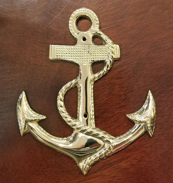 Fouled Anchor brass sign plaque, 7" (new) Skipjack Nautical Wares