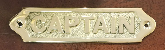 CAPTAIN brass plaque, 6 (new): Skipjack Nautical Wares