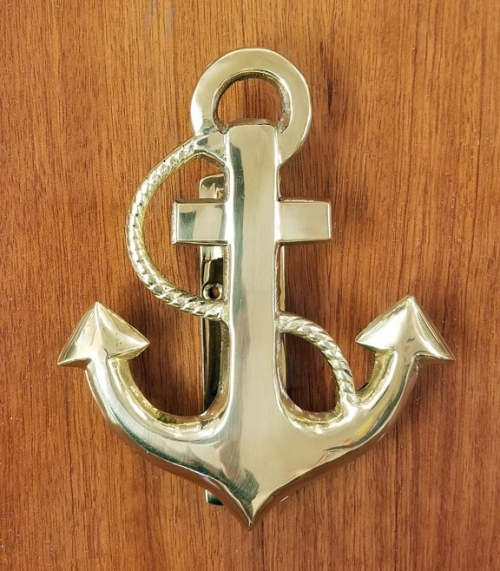 Fouled anchor brass door knocker