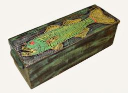 Folky Fish Chest carved folk art by Joe Marinelli