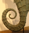Seahorse on Stand- Marine Art Wood Carving by J & P Johnson,tail view