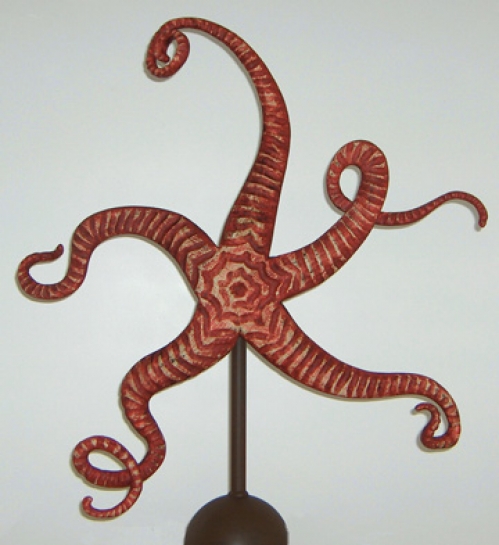 "Sea Star" folk art carving by J & P Johnson -- 30x30"
