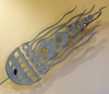 Folk art carved Jellyfish weathervane directional by Jac & Patricia Johnson 