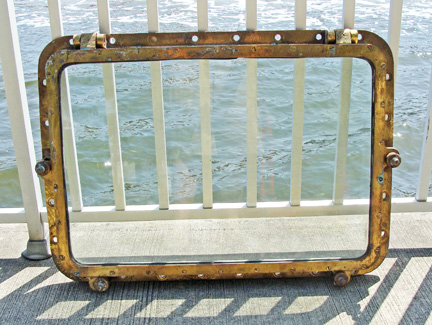 Large Authentic Salvaged Brass Ship's Window