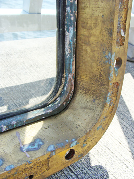 Large Authentic Salvaged Brass Ship's Window