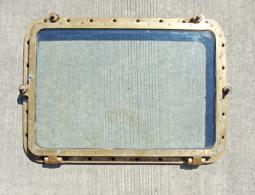Vintage Authentic Brass Ship's Window -- glass 19.5 x 29.25"