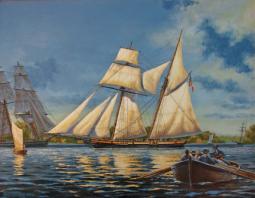 "Light Air on the Bay" original oil painting by Peter Rindlisbacher