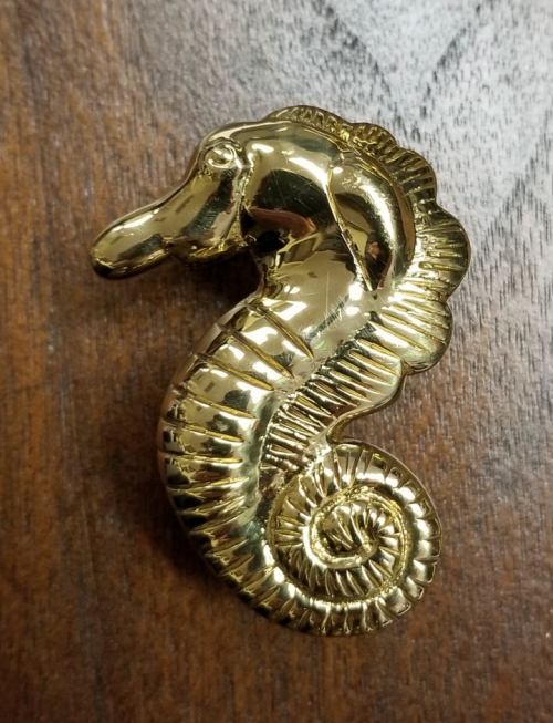 Brass Sea Horse Knob or Pull, left facing (new)
