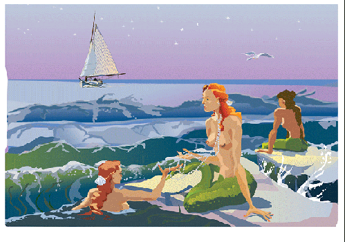"Mermaids," Digital Serigraph Print by Sam LaFever