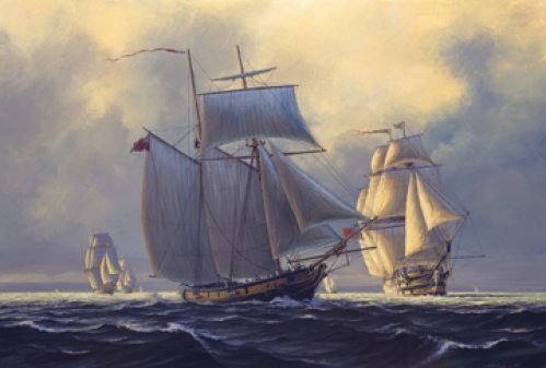 "HMS St. Lawrence in Company; 1814" original oil painting by Peter Rindlisbacher