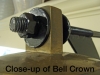 closeup view of our Handcrafted Steel Bell Bracket for Large Bells - Crown