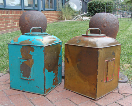 Pair of vintage Brass Perko Running Lights - nautical lantern