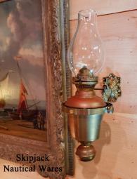 Rare Ship's Gimbal Cabin Lamp With Dolphin Mount