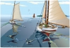 &quot;Skipjacks Sailing Bloody Point, Chesapeake Bay&quot; Digital Serigraph Print by Sam LaFever