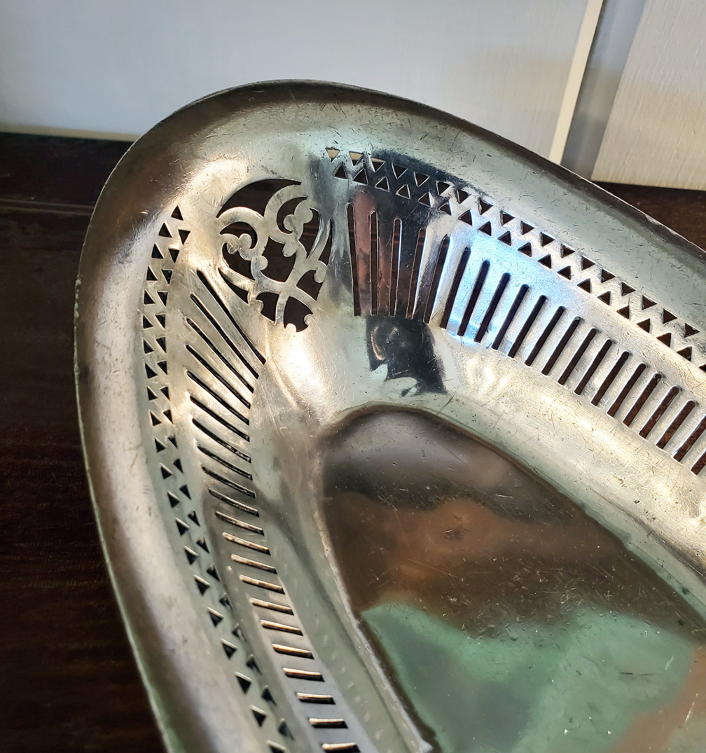 WWII US Navy Reed & Barton Silver Soldered Bread Tray: Skipjack