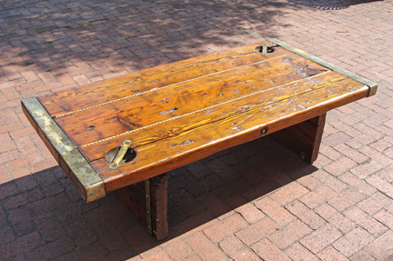 Authentic WW II Liberty Ship Hatch Cover Converted to Coffee Table:  Skipjack Nautical Wares