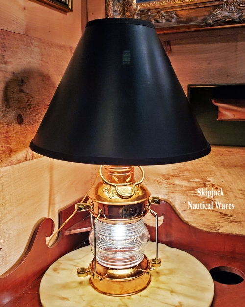 Brass & Copper Anchor Lantern Nautical Table Lamp