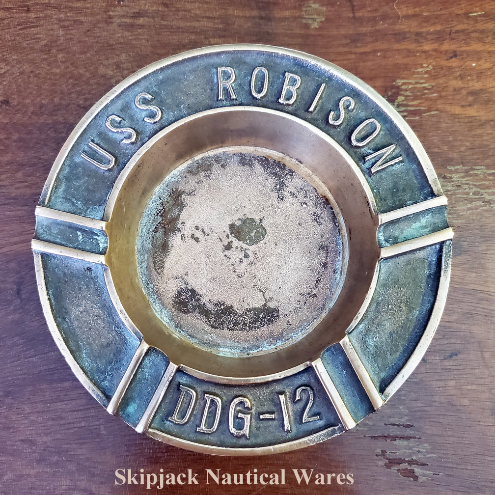 USS Robinson- DDG-12 Brass Ashtray- US Navy: Skipjack Nautical Wares