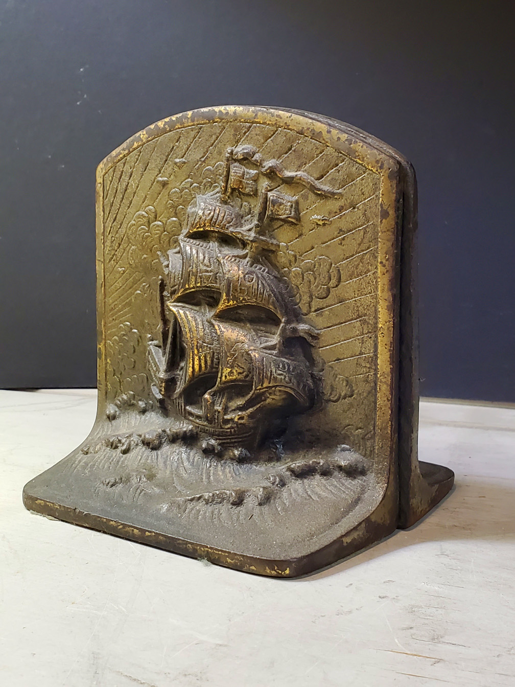 Antique Bookends Spanish Galleons Skipjack Nautical Wares