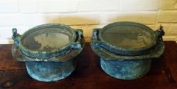 1920's Vintage Brass Schooner Porthole -- 8" glass