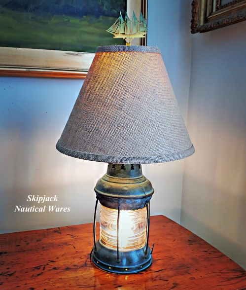 PERKO Anchor Light Nautical Table Lamp With Verdigris Finish