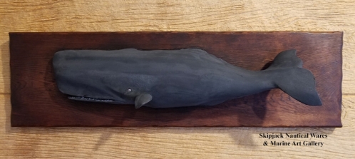 Vintage Carved and Painted Black Sperm Whale